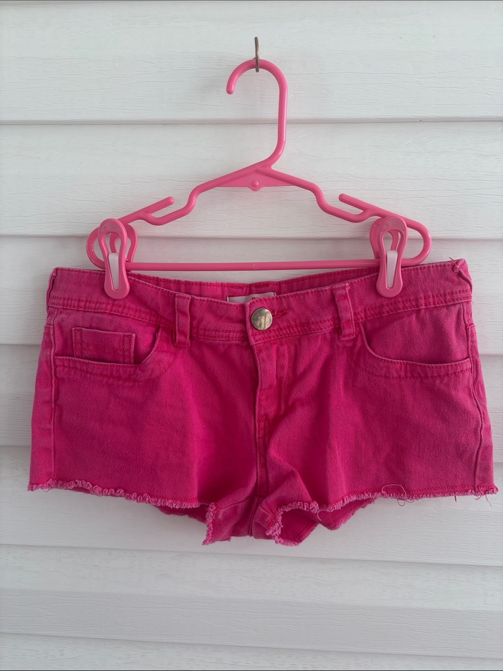 BONGO Hot Pink Low Rise Denim Micro Shorts | Y2K Denim Cutoffs Festivals Bratz